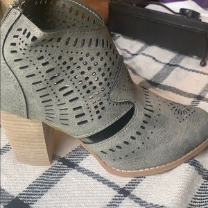 Green cutout booties